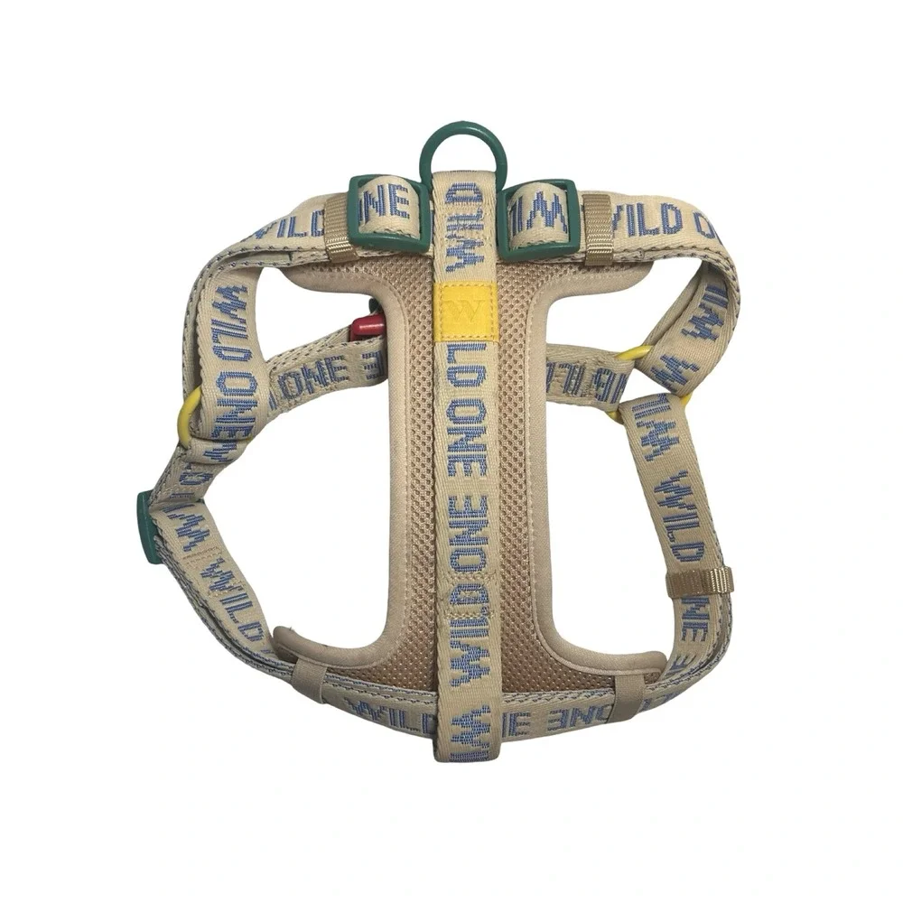 Wild One Dog Harness‎ Large Beige Blue Adjustable Pet Harness NWOT